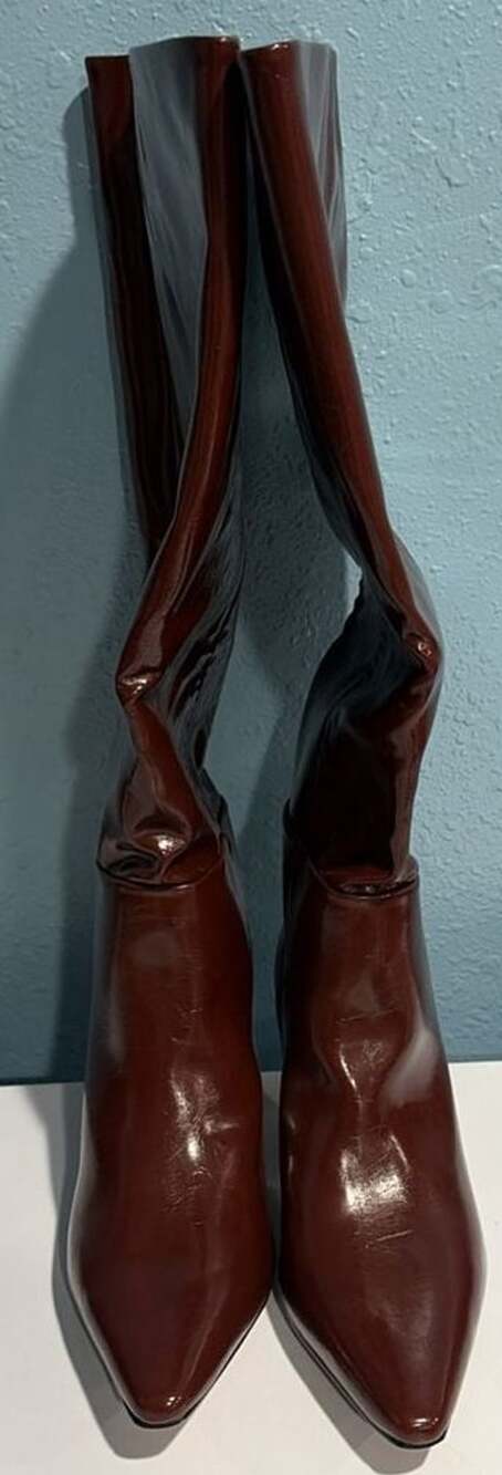 Cullenz Brown Pointed Toe Kitten Heel Knee-High Boots